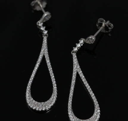 Silver Zircona Halo Drop Earrings