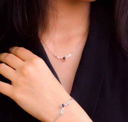 Silver Deer Love Bracelets with I Love You Projection in 100 languages