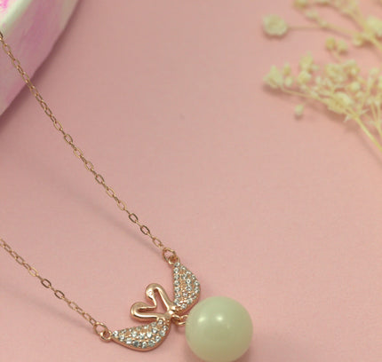 Rose Gold Twin Swan Pearl Pendants