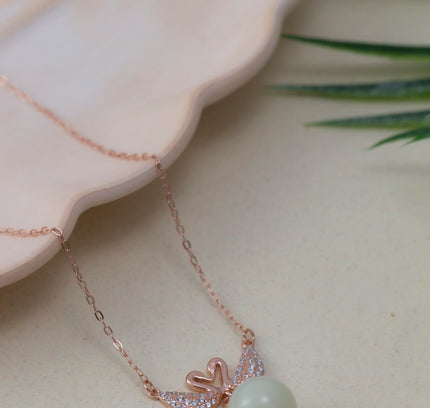 Rose Gold Twin Swan Pearl Pendants