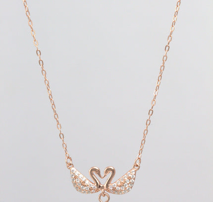 Rose Gold Twin Swan Pearl Pendants