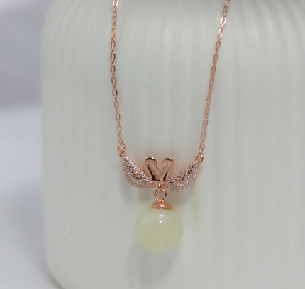 Rose Gold Twin Swan Pearl Pendants