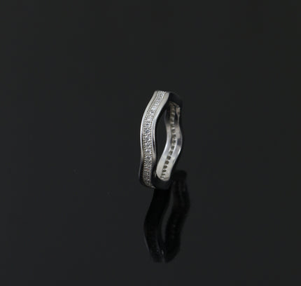 Silver Zircona Wave Line Ring