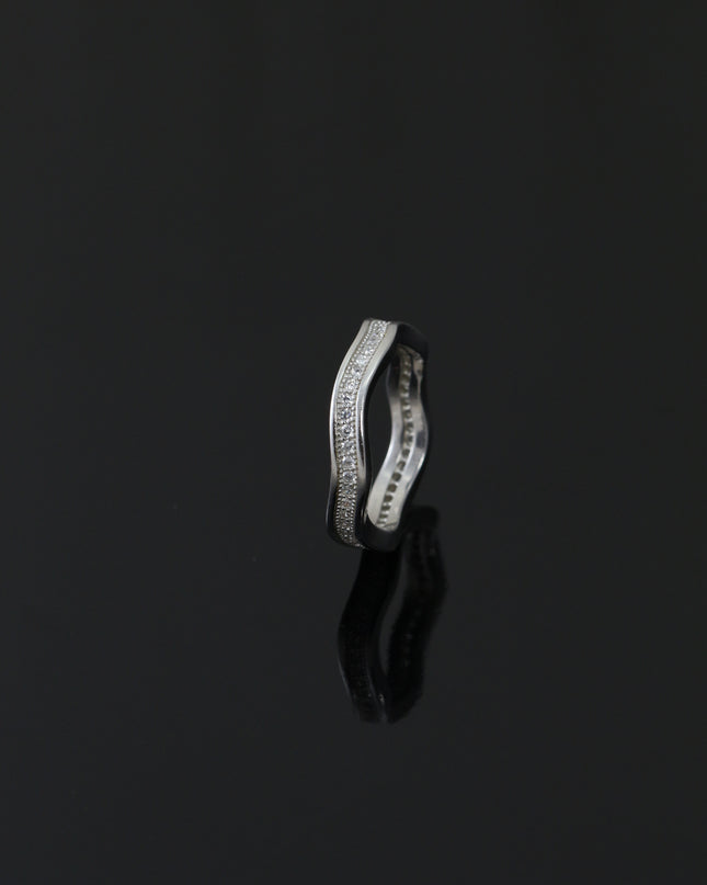 Silver Zircona Wave Line Ring