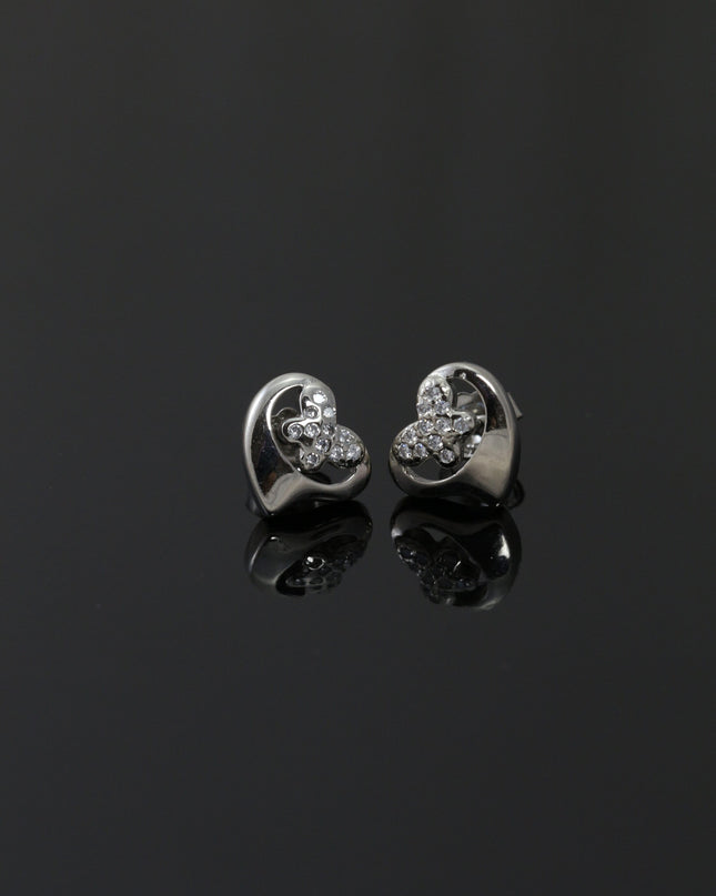 Silver Zircon Butterfly Studs