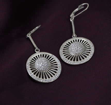Silver Zircon Circle Jhumka Earrings