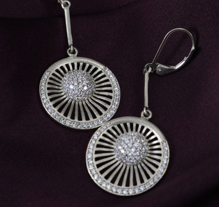 Silver Zircon Circle Jhumka Earrings