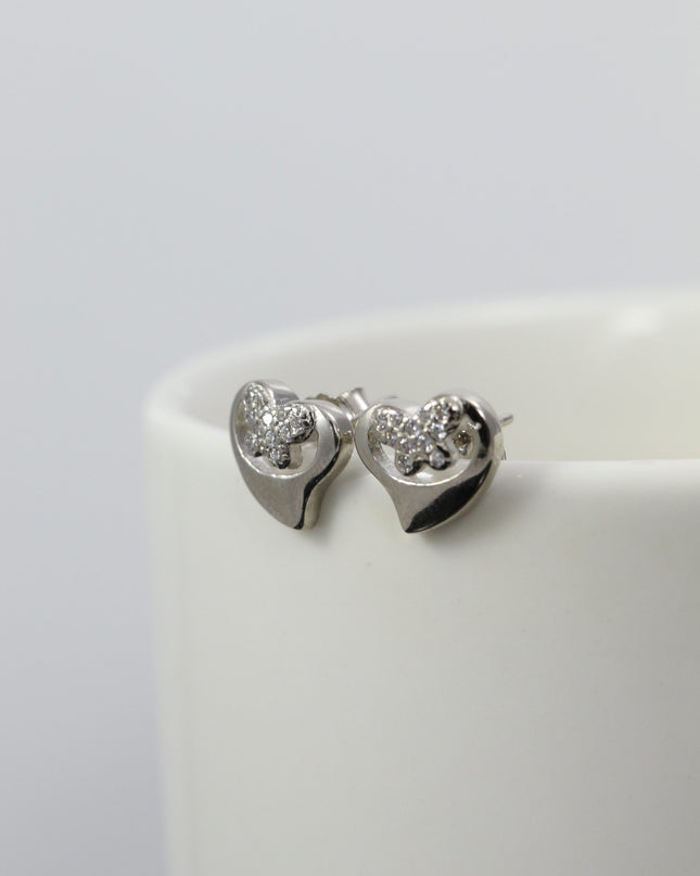 Silver Zircon Butterfly Studs
