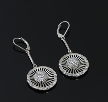 Silver Zircon Circle Jhumka Earrings
