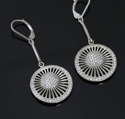 Silver Zircon Circle Jhumka Earrings