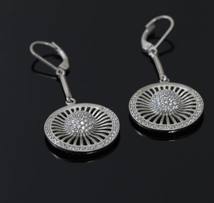 Silver Zircon Circle Jhumka Earrings