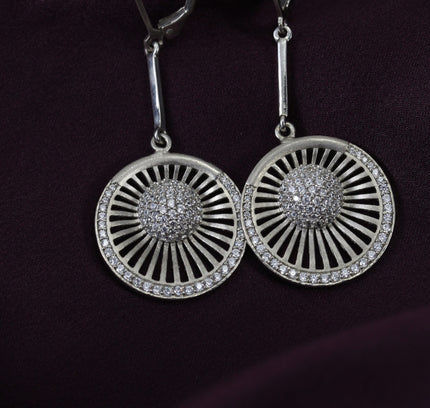 Silver Zircon Circle Jhumka Earrings