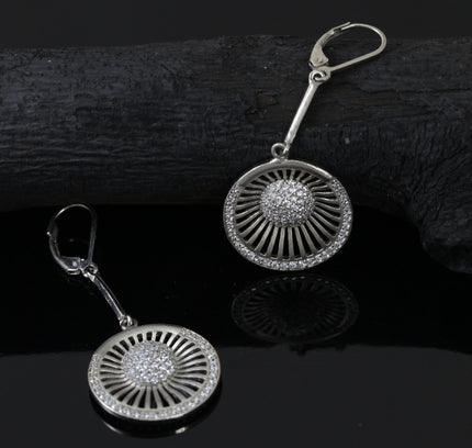 Silver Zircon Circle Jhumka Earrings