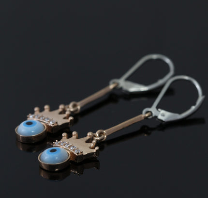 Rose Gold Evil Eye Queen Earrings
