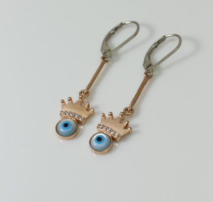 Rose Gold Evil Eye Queen Earrings
