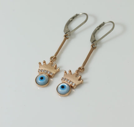 Rose Gold Evil Eye Queen Earrings