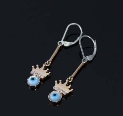 Rose Gold Evil Eye Queen Earrings