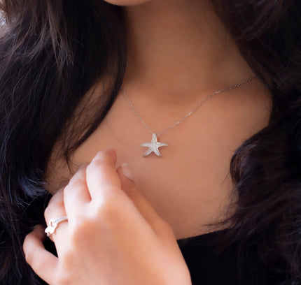 Silver Zircona Nature Starfish Pendant