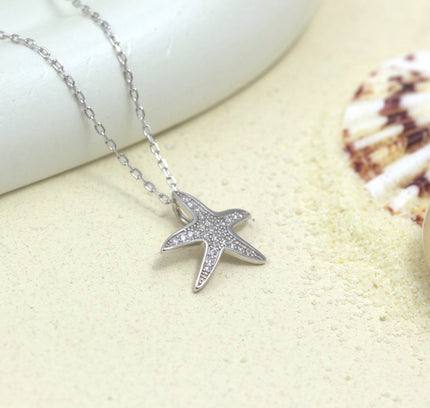 Silver Zircona Nature Starfish Pendant