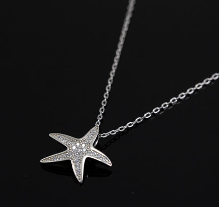 Silver Zircona Nature Starfish Pendant