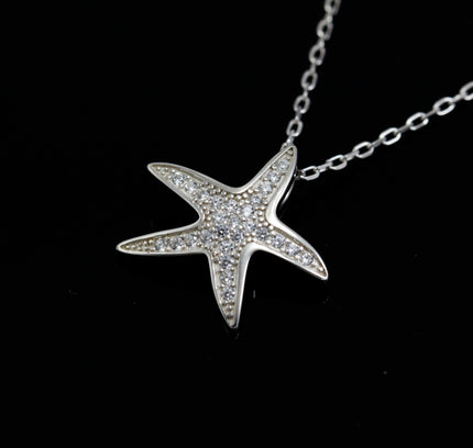 Silver Zircona Nature Starfish Pendant