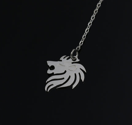 Silver Lion Drop Earrings