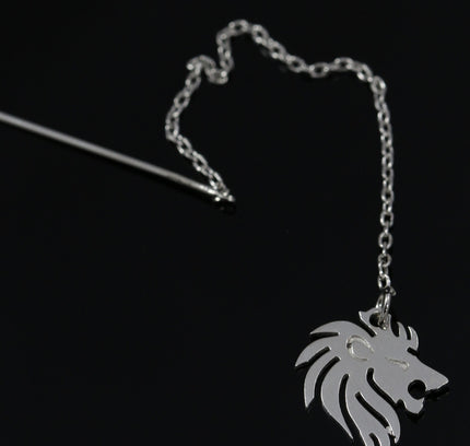 Silver Lion Drop Earrings