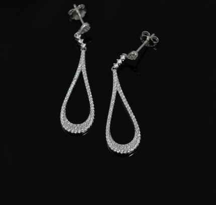 Silver Zircona Halo Drop Earrings