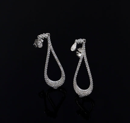 Silver Zircona Halo Drop Earrings