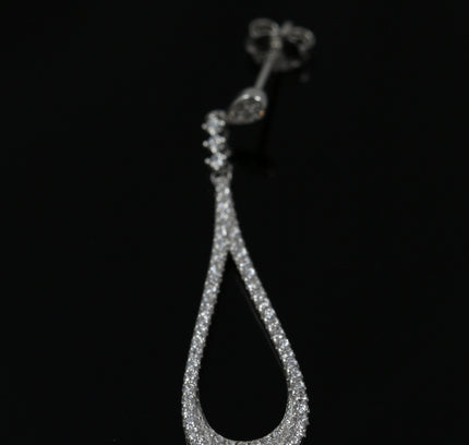 Silver Zircona Halo Drop Earrings