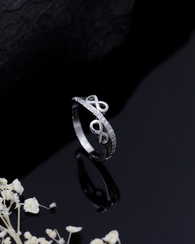 Silver Zircona Dual Infinity Rings