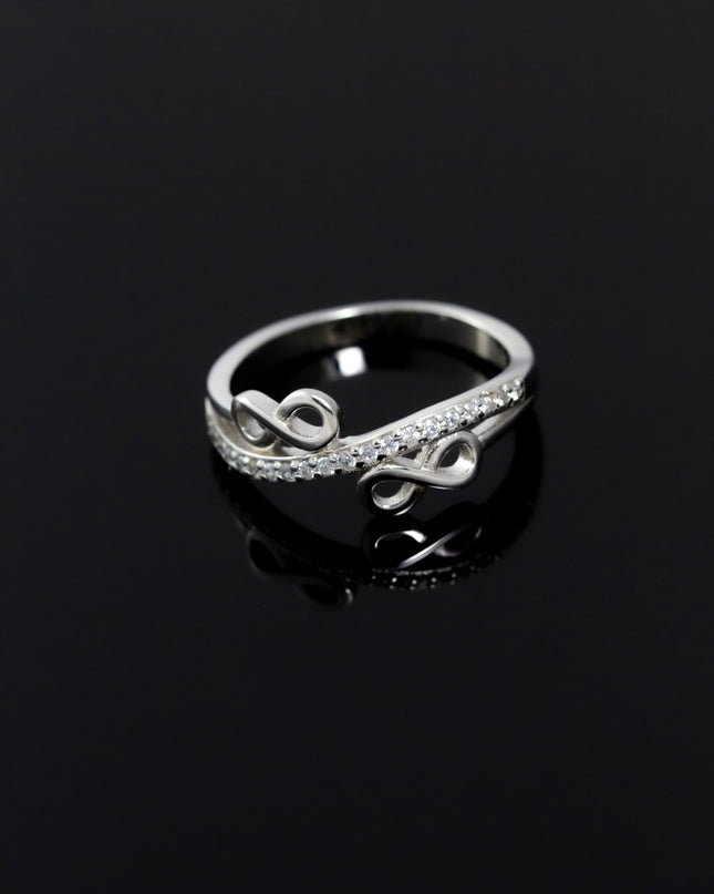 Silver Zircona Dual Infinity Rings