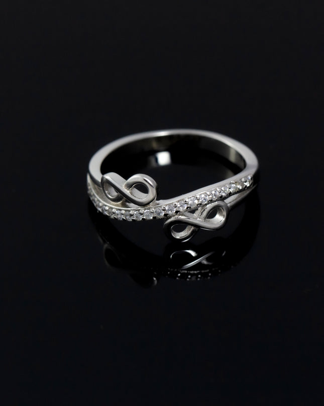 Silver Zircona Dual Infinity Rings