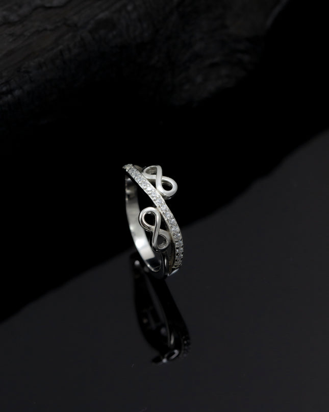 Silver Zircona Dual Infinity Rings