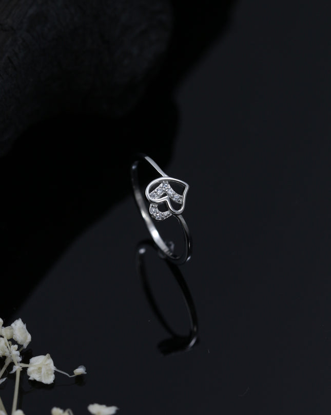 Silver Cupid Heart Rings