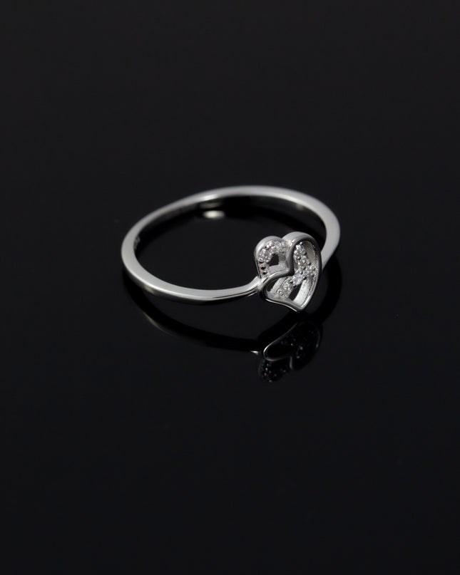 Silver Cupid Heart Rings