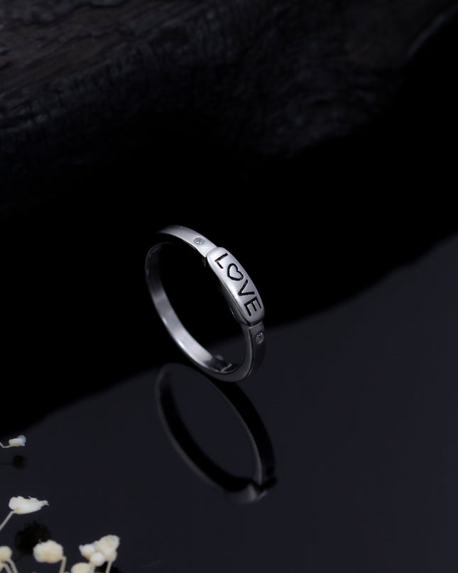 Oxidized Silver Love Rings