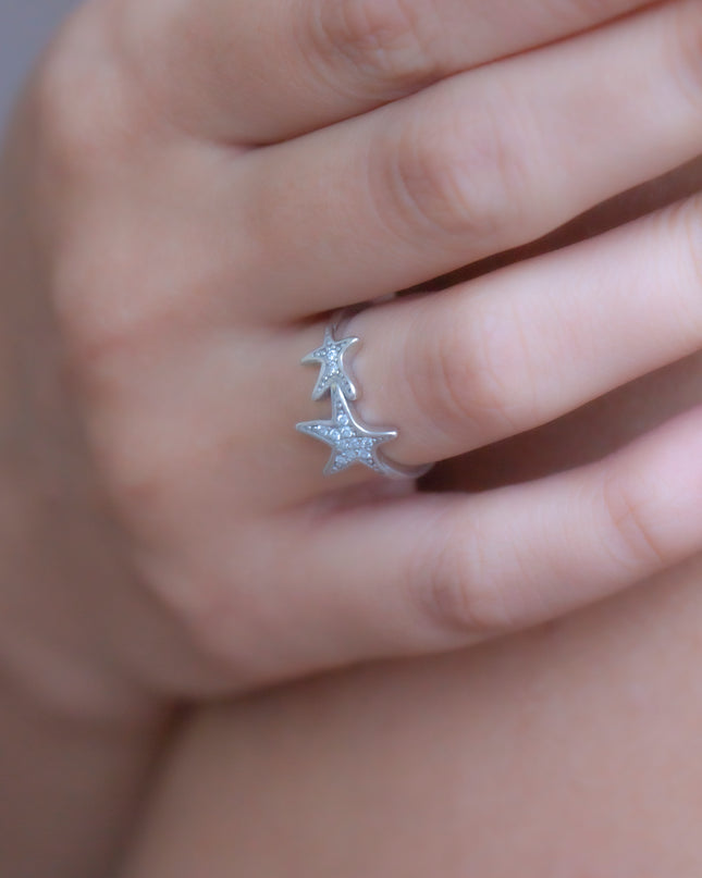 Silver Dual Star Rings