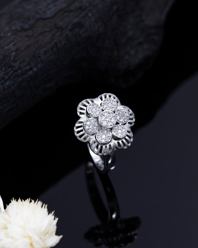 Silver Zircona Heptad Bloom Ring