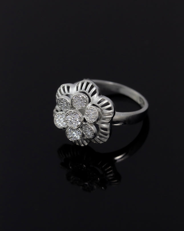 Silver Zircona Heptad Bloom Ring