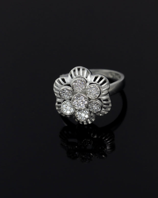 Silver Zircona Heptad Bloom Ring