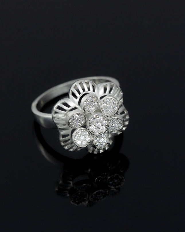Silver Zircona Heptad Bloom Ring