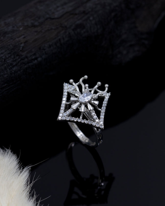 Silver Zircona Halo Ring