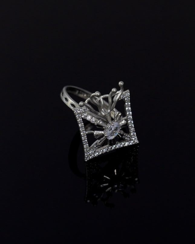 Silver Zircona Halo Ring