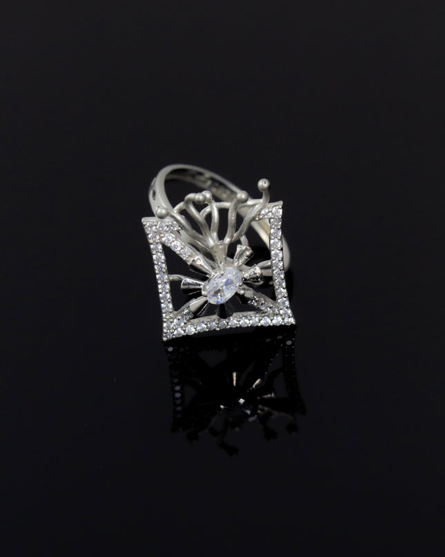 Silver Zircona Halo Ring