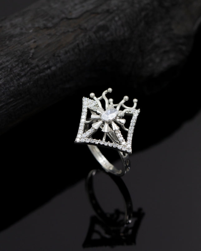Silver Zircona Halo Ring