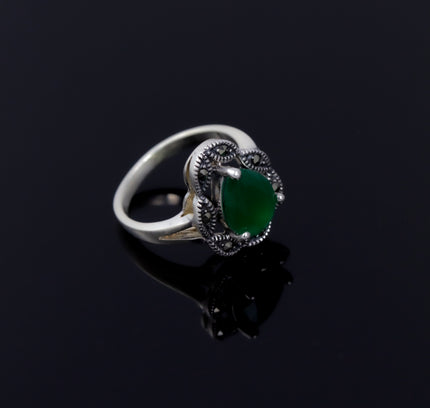 Oxidized Silver Emerald Ring