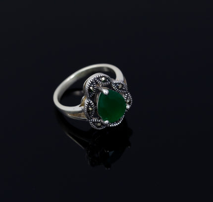 Oxidized Silver Emerald Ring