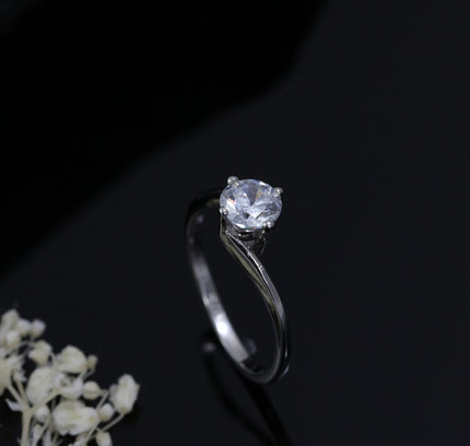 Silver Solitaire Twist Ring