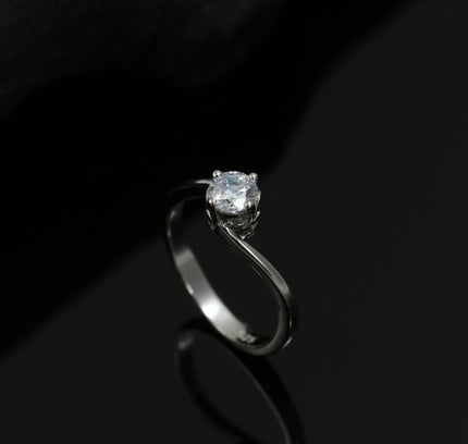 Silver Solitaire Twist Ring